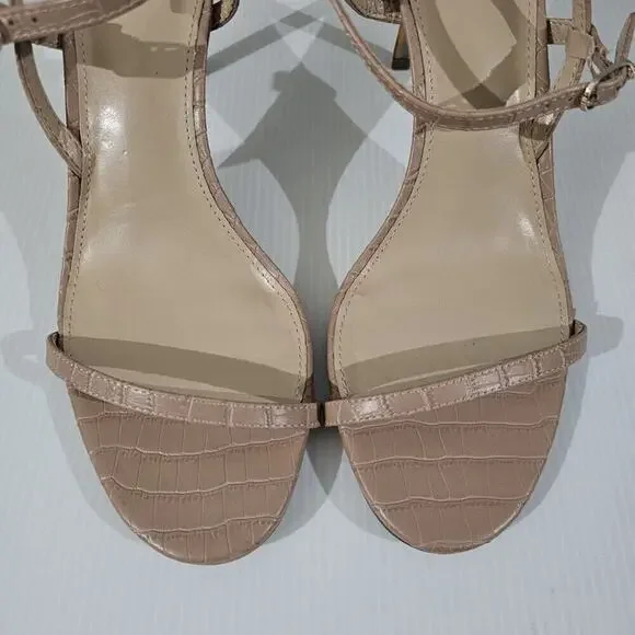 NEW Sam Edelman Doran Strappy Sandal Stiletto Heel Tan Croc Womens 9.5 - Picture 5 of 13
